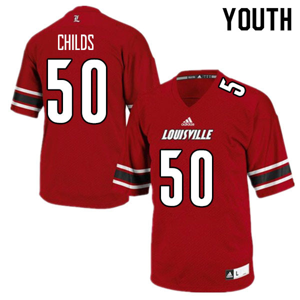 Youth #50 Jean-Luc Childs Louisville Cardinals College Football Jerseys Sale-Red